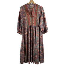 Karma Highway Floral multicolor Dress Women One size 3/4 sleeve V neck prairie