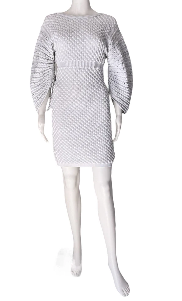 CHANEL 12P Runway Waffle Knit 3/4 Sleeve Criss-cross Dress Size FR 38 - Image 2 of 4