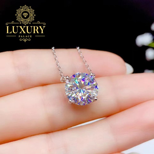 5Ct Round Moissanite Necklace 925 