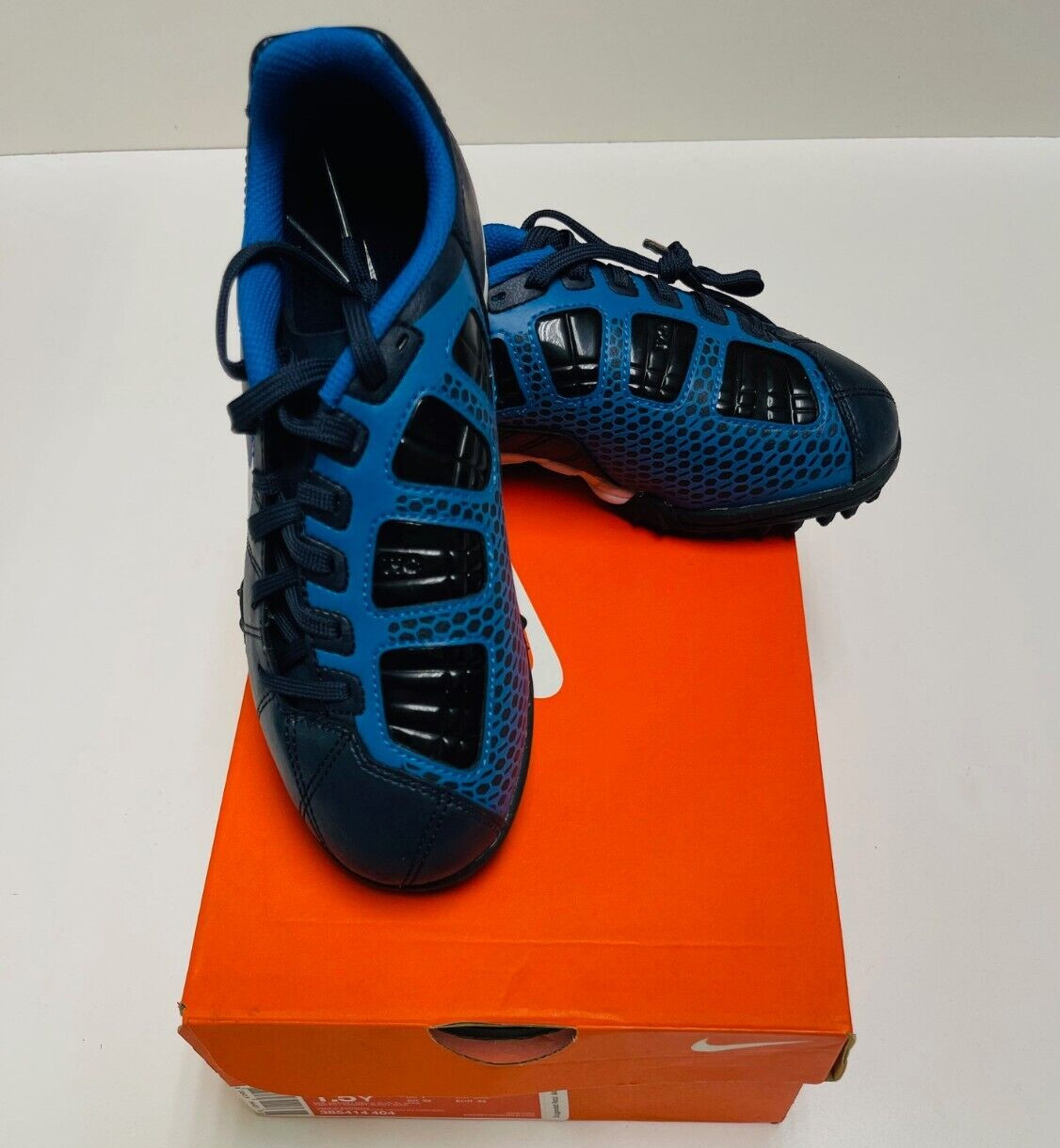Nike Jr. Total90 Shoot III Kids Turf  Soccer Shoes Black- Blue-Silver