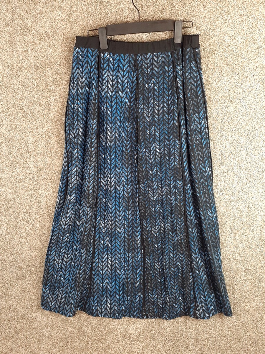 Robert Louis Knit Maxi Skirt Women XL Blue Black Geometric Stretch 