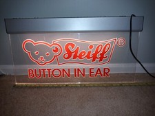 RARE Vintage Steiff Acrylic Dealer Store Display Light Sign - Bear Button In Ear