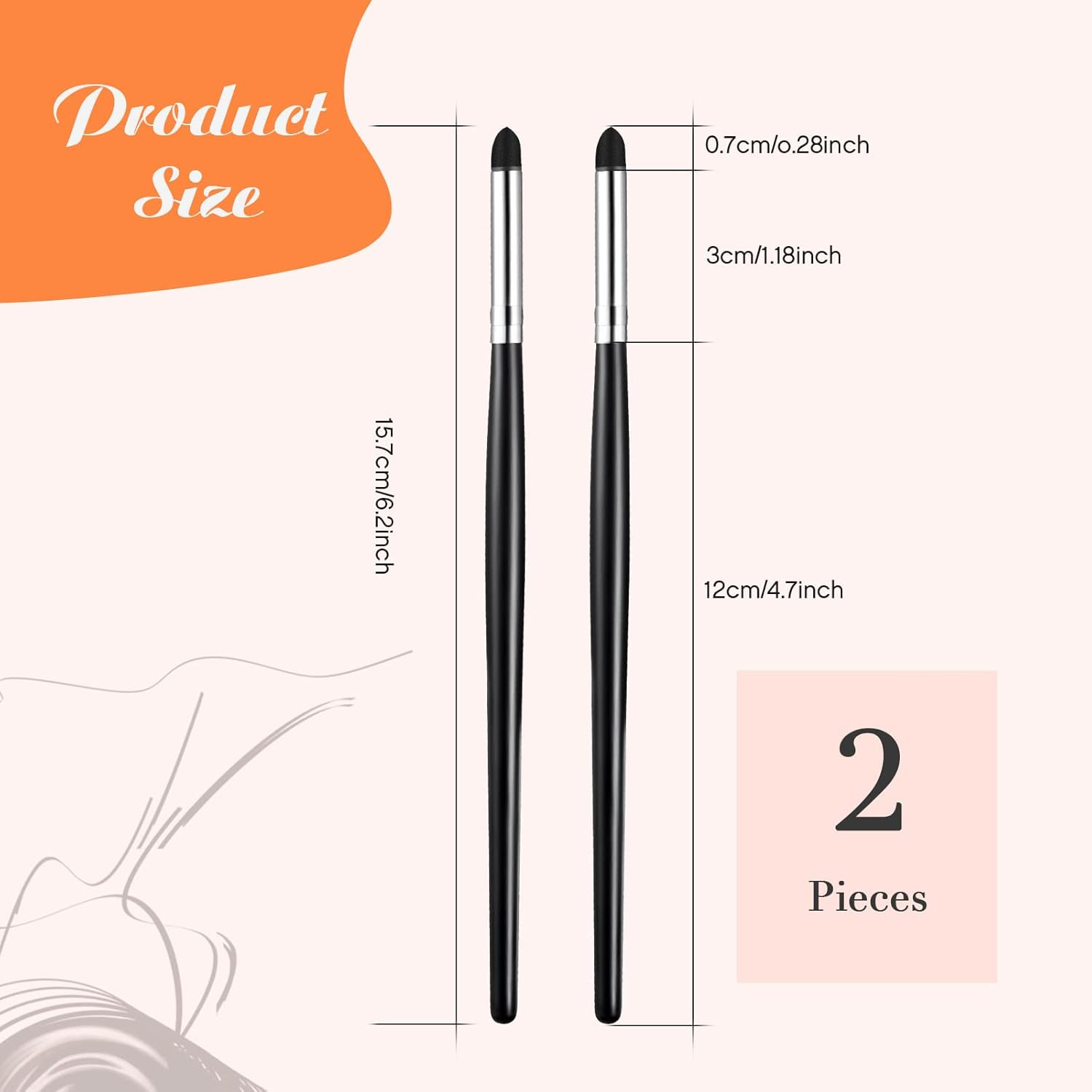 2 Pcs Eyeliner Smudge Brush Pencil Soft Makeup Tool Eyeshadow Blending Brush Eye