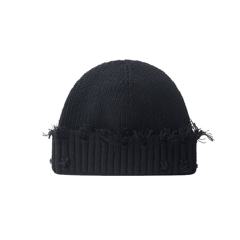 JKO Men's Slouchy Ripped Beanie - Knit Acrylic Hat, One Size Fits All, Casual Style