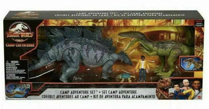CAMP ADVENTURE SET Jurassic park world NEW cretaceous stegosaurus