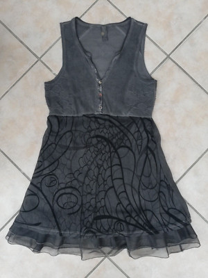 Tredy Kleid 36 Grau Sommer doppellagig