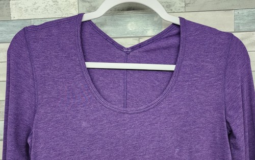Lululemon Size 4 Love Scoop Pima Cotton Long Sleeve Shirt Heathered Grape - Picture 3 of 9