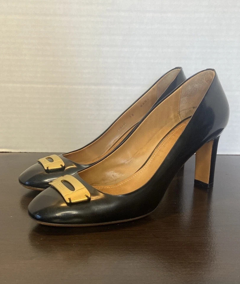 Bally Of Switzerland Black Patent Leather Pumps Size 38 - Image 3 of 4