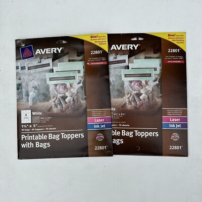 2-pack Avery Printable Bag Toppers with Bags 22801 (1 Pack Of 40, 1 ...