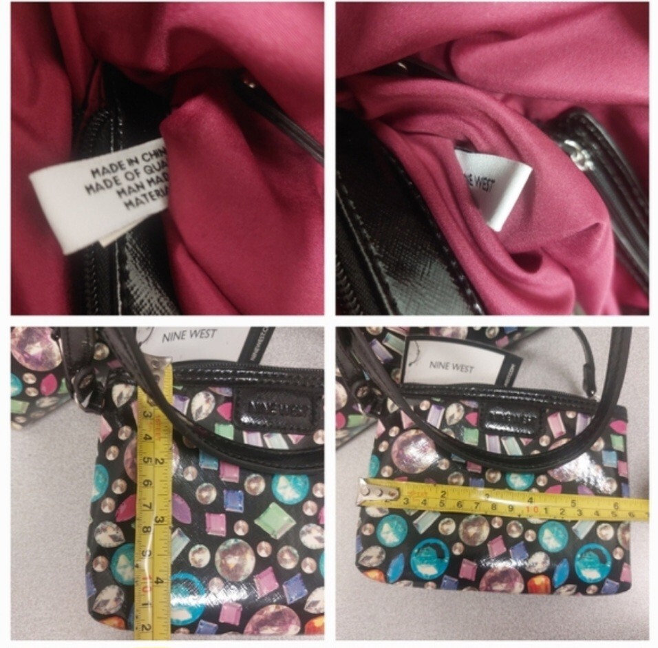 Nine West Black Multi Gemstone Patterned Medium T… - image 15