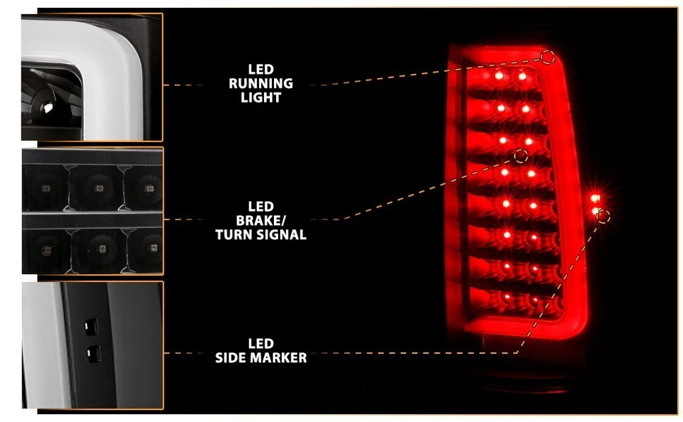 Black C-BAR LED Taillights for 2007-2014 Chevy Tahoe Suburban / GMC Yukon - Image 4 of 4