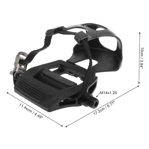Pair Road Bike Pedals 9/16" Spindle Platform with Toe Clips Fixed Foot Strap - Picture 5 of 8