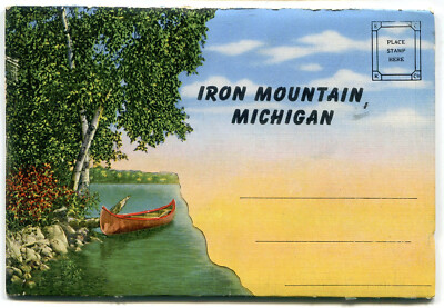 Iron Mountain Michigan High School Power Dam Postcard folder