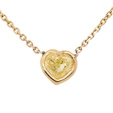18k Yellow Gold Diamond Heart Pendant with Chain