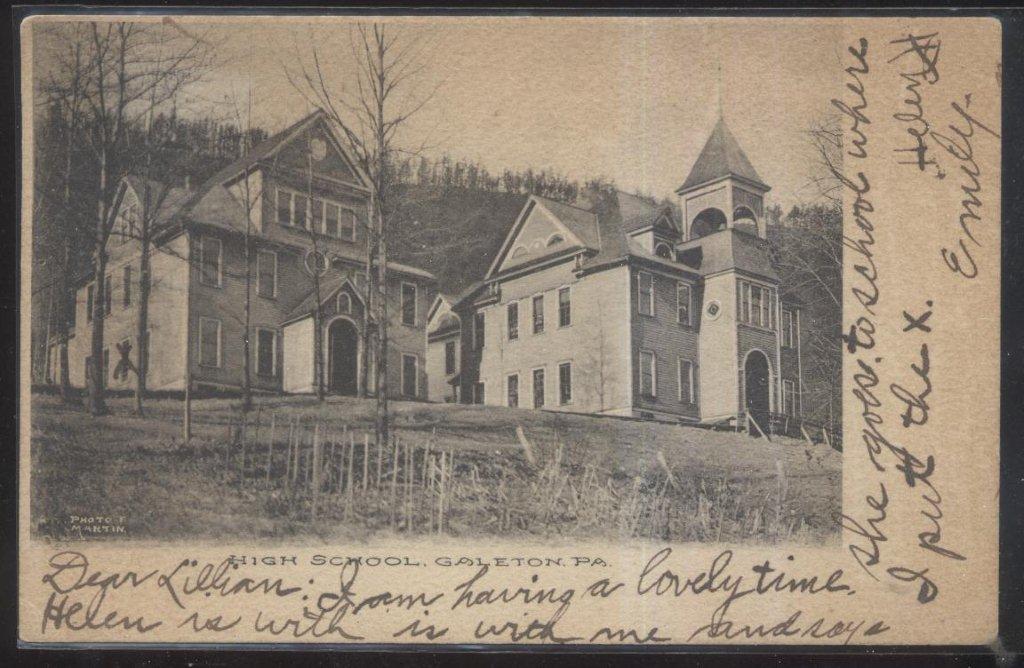 Postcard GALETON Pennsylvania/PA High School Campus Building view 1906