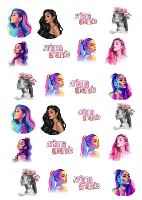 24 x VORGESCHNITTENE ARIANA GRANDE CUP CAKE ESSBARE PREMIUM OBLATEN KARTENAUFLEGER