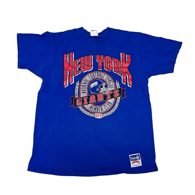 Vtg Distressed New York Giants Nutmeg Mills NFL Football Shir USA Made Sz XL