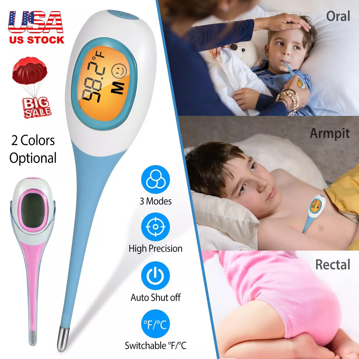 Oral Thermometer for Adults and Kids, Digital Fever Thermometer