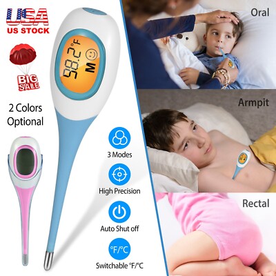 Soft Digital Fever Thermometer for Adults Kids Medical Oral/Rectal/Underarm Body