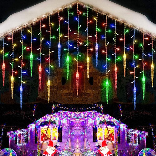 Christmas Icicle Lights Outdoor LED Curtain Fairy String Light Xmas Party Decor - Picture 31 of 41