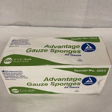 Dynarex All Gauze Advantage Gauze N/S Sponges, 3" x 3", 12 ply - pack of 200