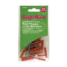 RED WALL PLUG HIGH QUALITY RAW PLUG WITH SCREWS -  DRILL SIZE 5.5-6mm