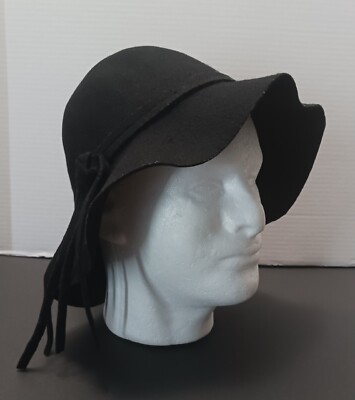Vintage Nordstrom Womens Italy Black Wool Floppy Brim Tassel Cloche Hat One Size Vintage Nordstrom Womens Italy Black Wool | Mercari main image 2