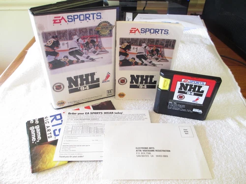 NHL '94 SEGA GENESIS COMPLETE CIB w/ MANUAL and INSERTS POSTER REG CARD EA SPORT