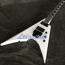 Modern Snow White Arrow V FR Electric Guitar Solid Body Black Active H-H Pickups