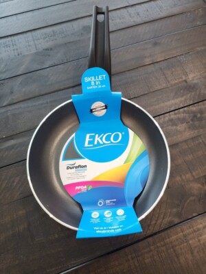 8 inch Ekco Skillet, Sturdy Aluminum Body (Green, Blue & Red)