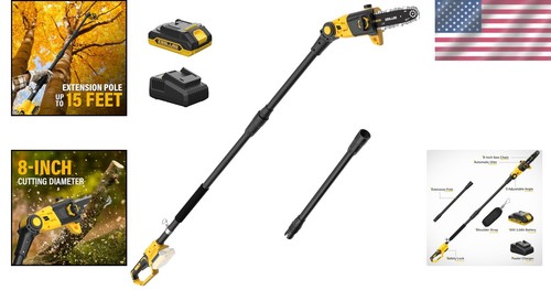 Effortless Tree Trimming: 15ft Cordless Pole Saw with Tool-Less Chain Tensioner - Picture 2 of 9