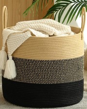 Large Blanket Basket 18"x18"x16" ,Woven Baby Laundry Hamper for Storage, Cot...