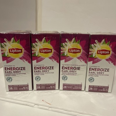 4x Lipton Energize Earl Grey Black Tea 28 Bags (Pack of 4)