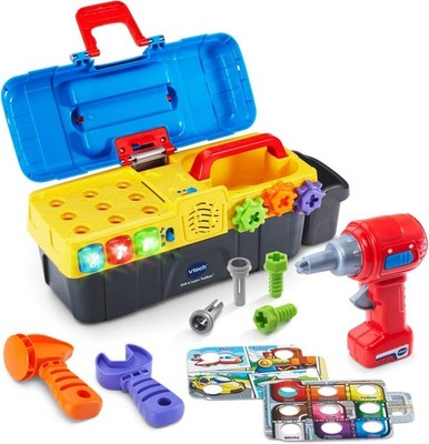 VTech Drill & Learn Toolbox Kinder Rollenspiel Werkzeug Set Bohrer Licht Geräusche 2+ Jahre