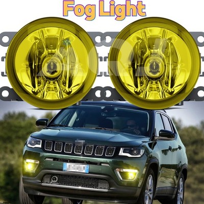 Pair Bumper LED Fogs Driving Lamps 3500K Yellow For Jeep Compass 2017-2020