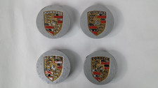 4 St. original Porsche Nabendeckel Felgendeckel metall silber farbiges Emblem