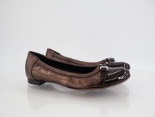 AGL Womens Monika Ballet Flat Size 38.5 8.5 Brown Leather Black Cap Toe Dress