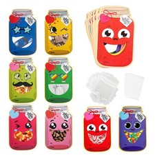 Valentines Jar Cards Cute Face Party Supplies 50 Pieces School Greeting