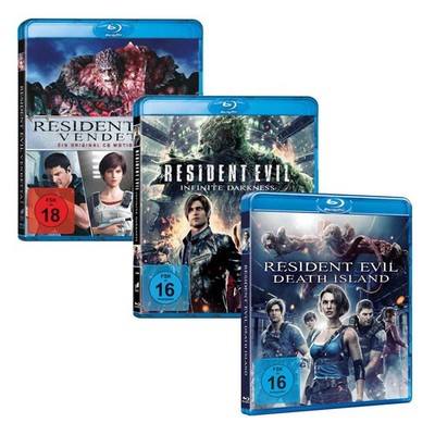 Resident Evil Vendetta+ Infinite Darkness+ Death Island Blu-ray Film Bundle NEU