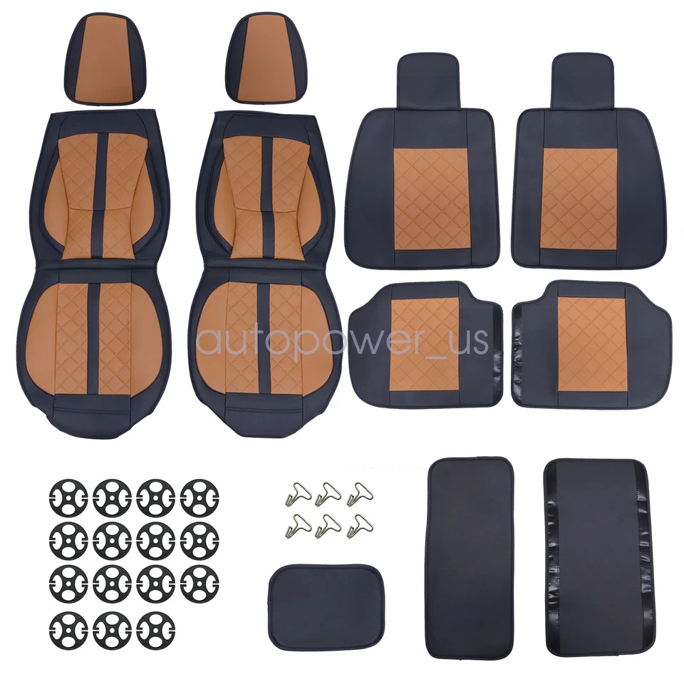 For BMW Car Seat Covers 5 Seat Full Set Leather Front Rear Cushion Protectors - Image 4 of 4