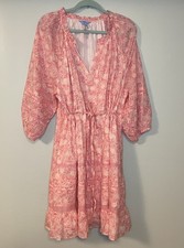 Draper James Pink Paisley Dress Size 2X Cotton Kellie Babydoll Tie Waist Boho