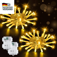 2Er Set Led Lichterkette 2M 20 Leds Mit Timer IP65 Wasserdicht Warmweiß