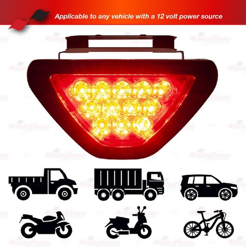 FLASHING Safety F1 12-LEDs Fog Lamp Rear Tail Stop 3rd Brake RED Light UNIVERSAL - Picture 4 of 8