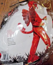 Kids Red Dragon Costume Sz4-6 Face Hood jumpsuit with wings,tail