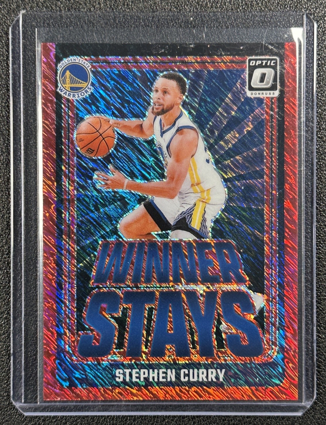 STEPHEN CURRY 2024-25 PANINI DONRUSS OPTIC #3 WINNER STAYS RED SHIMMER 24/75
