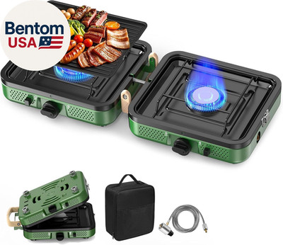 2 Burner Camping Stove, 20000 BTU Propane Camp Stove Portable Folding Gas Travel