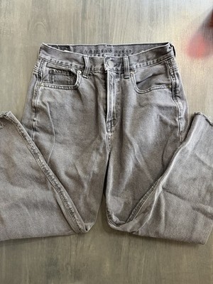 American Eagle Mom Jeans Womens 0 Short Gray High Rise Cropped Raw Hem Denim