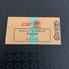 Vintage Railway Ticket Queensland Adult Single Nundah  To World Expo
