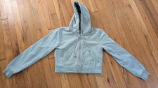 Brandy Melville Pale Green Cropped Zip Up Hoodie One Size