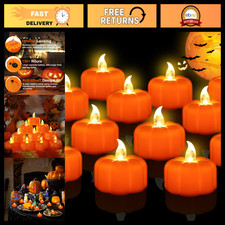 24 Pack Halloween Decorations Indoor Pumpkin Tea Lights Fall Table decor